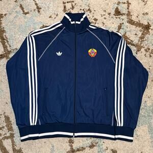 Vintage Adidas Soviet Union CCCP Track Jacket Size 2XL Navy 90s USSR